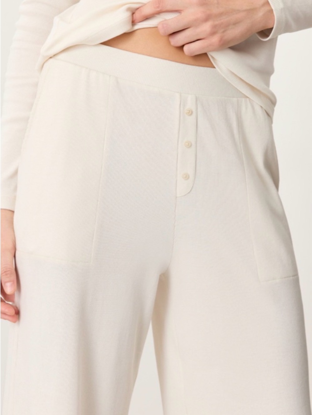 NWOT-PACT ORGANIC DREAM RIB WIDE LEG LOUNGE PANT- XXL -CREAM - Picture 2 of 14